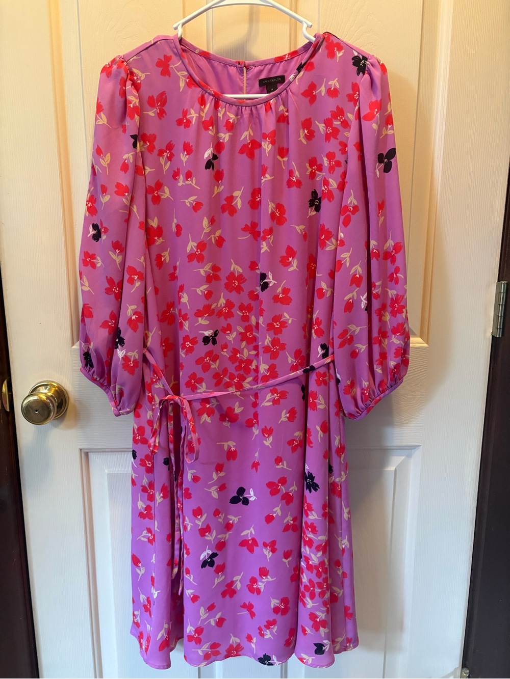 Ann Taylor Floral Tie-Waist Dress size medium